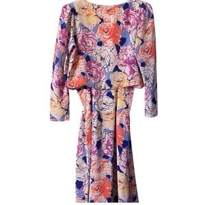 Vintage spring summer light floral long sleeve  dress (mlb)
